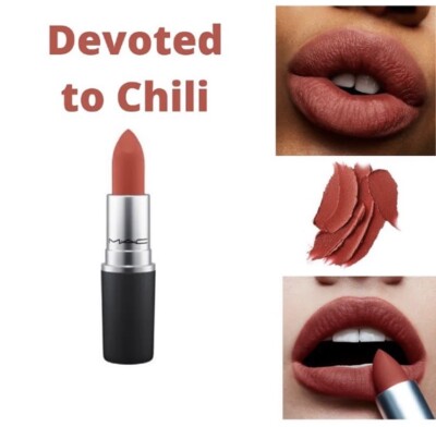 Mac Powder Kiss Lipstick DEVOTED TO CHILI #316 - Full Size 3 g / 0.1 Oz. New