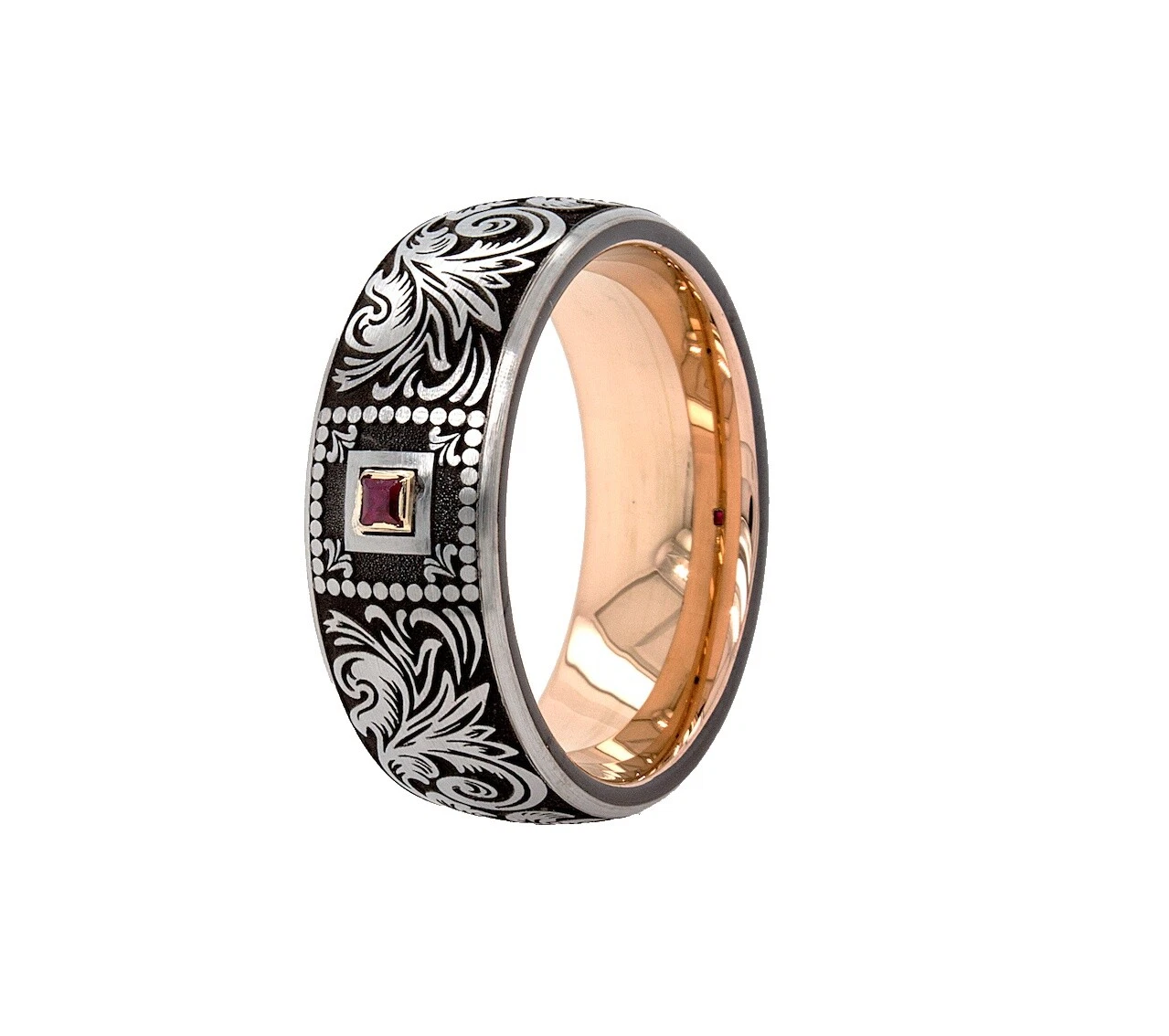 Banda de granate anillos hechos a mano