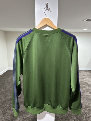 Needles Smooth Polyester Logo Track Striped Green Crewneck | eBay