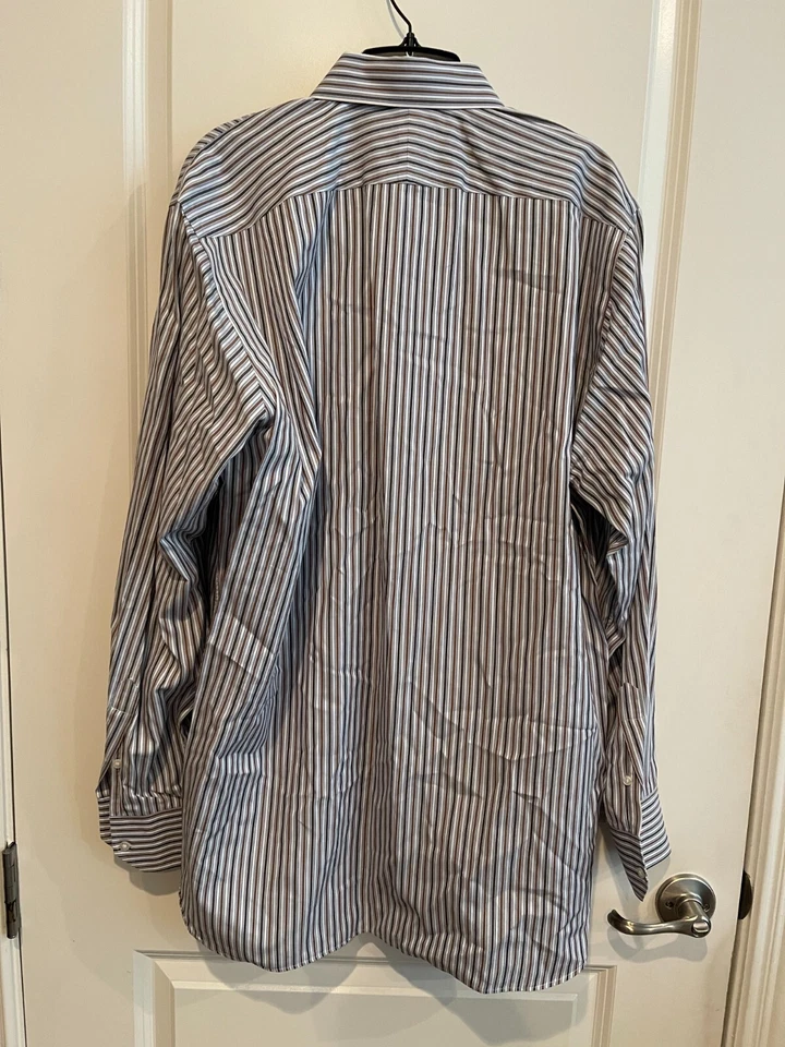 John W Nordstrom Striped Dress Shirt Mens 16.5 36 Eqyptian Cotton Woven in Italy - Image 2 of 4