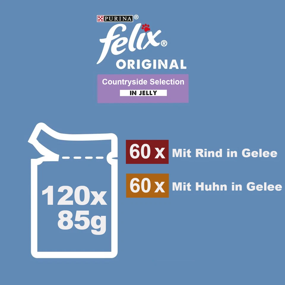 Purina FELIX Katzenfutter Nassfutter Huhn & Rind in Gelee 120 x 85g - Bild 2 von 4