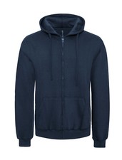 Men's Fleece Cotton Blend Zipper Hoodie Navy