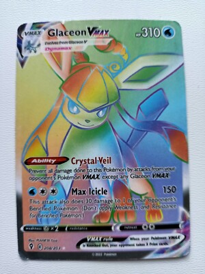 Pokemon Card Glaceon VMAX 208/203 Rainbow Evolving Skies 2022