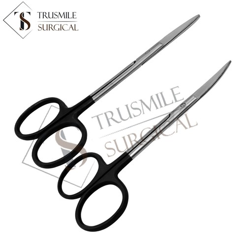New Set of 2 TC Supercut Iris Scissors, 4.5", Curved+straight One Serrated Blade - Picture 5 of 5