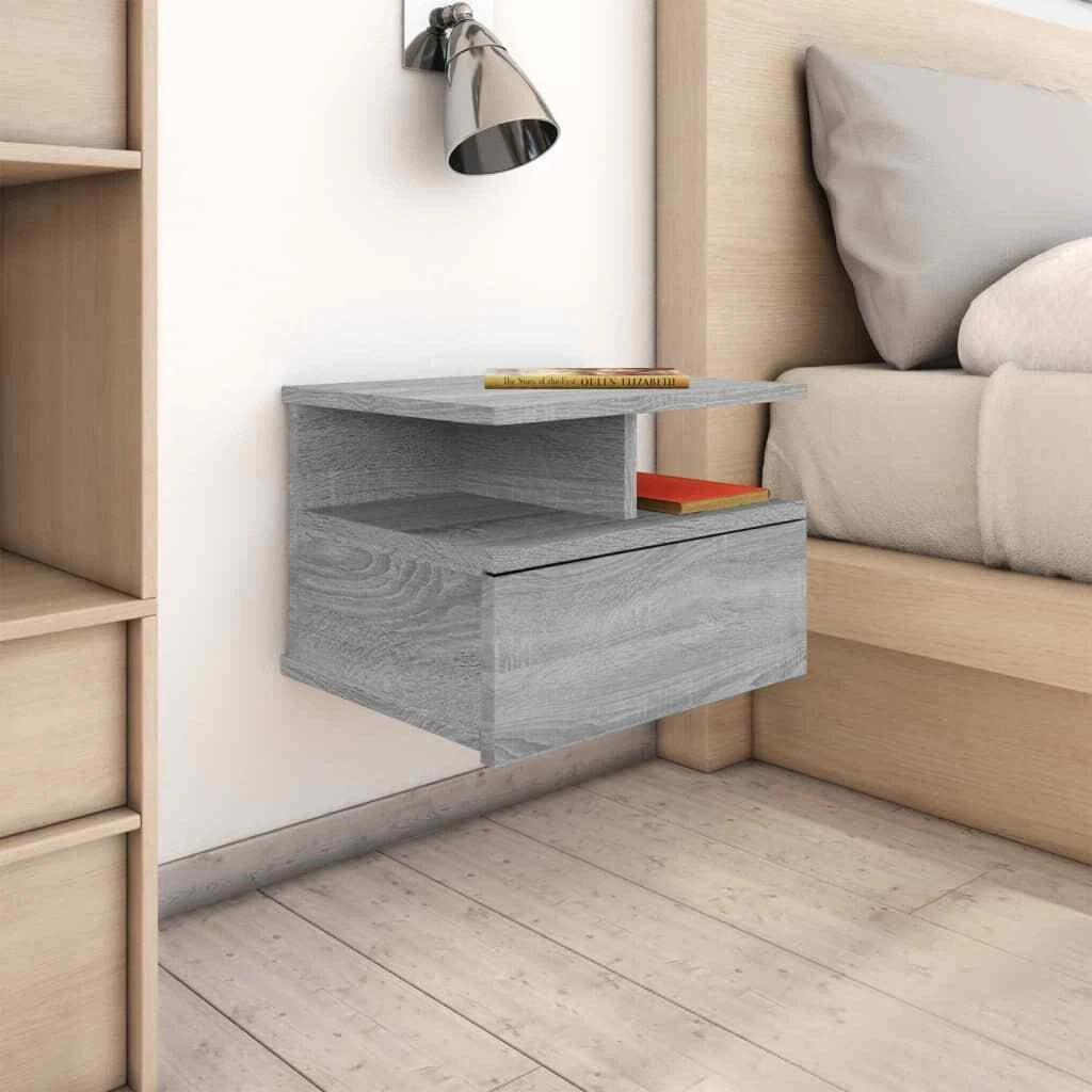 Floating cheap nightstand grey