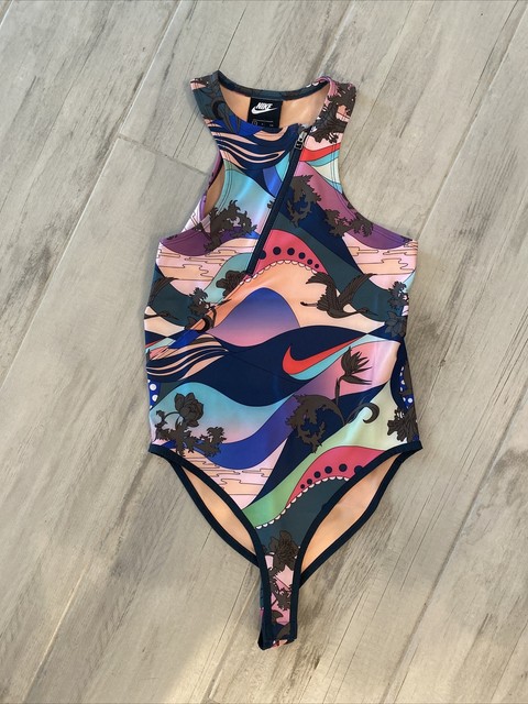 Nike Sleeveless Tight Fit Mystic Graphic Zip Neck Bodysuit Cu5999 342 M For Sale Online Ebay