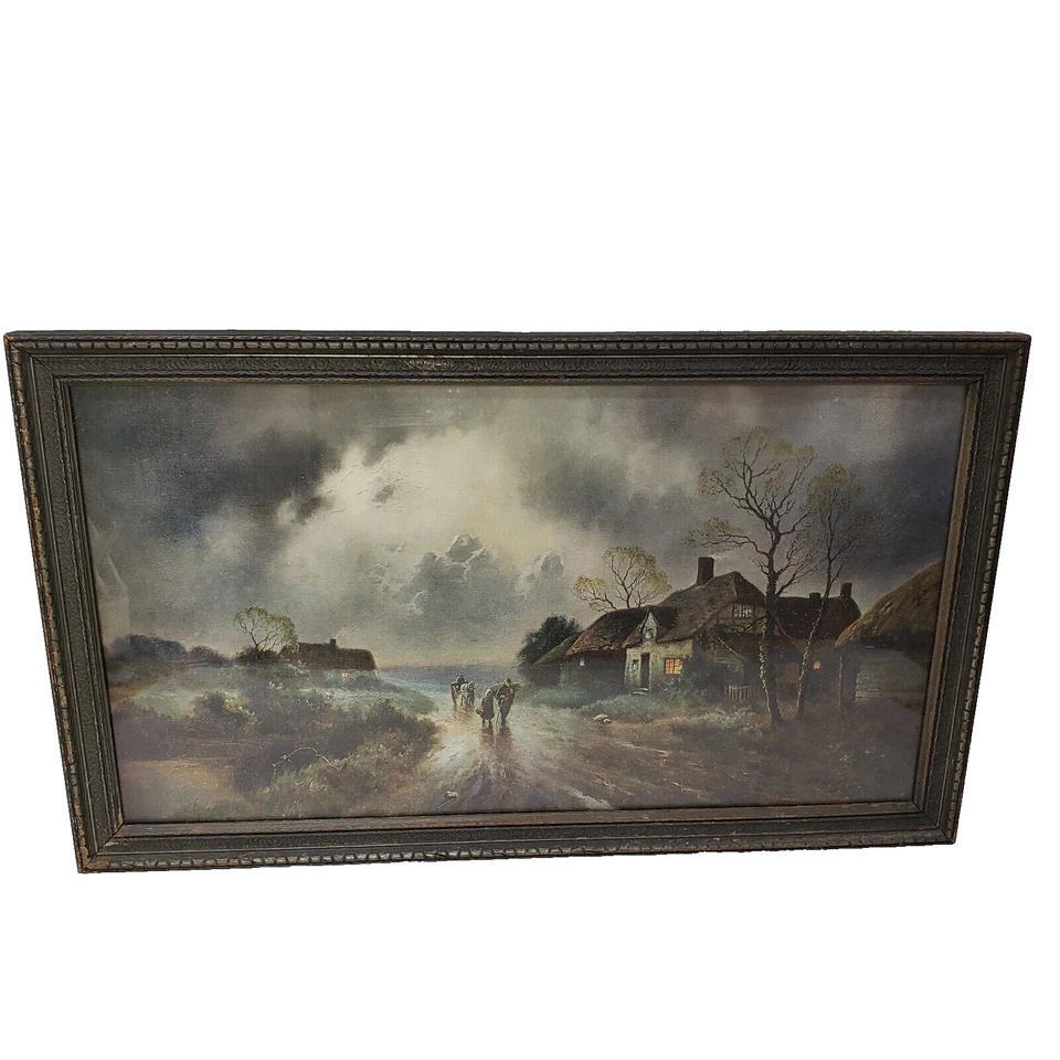 Framed Gozzard Print English Countryside Cottage Rainy Day Couple Landscape Art - Image 2 of 4