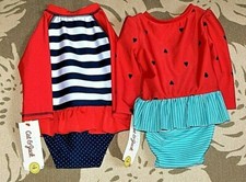  2 Girl's Swimsuits One Piece Two Piece CAT  JACK 3 - 6 Months