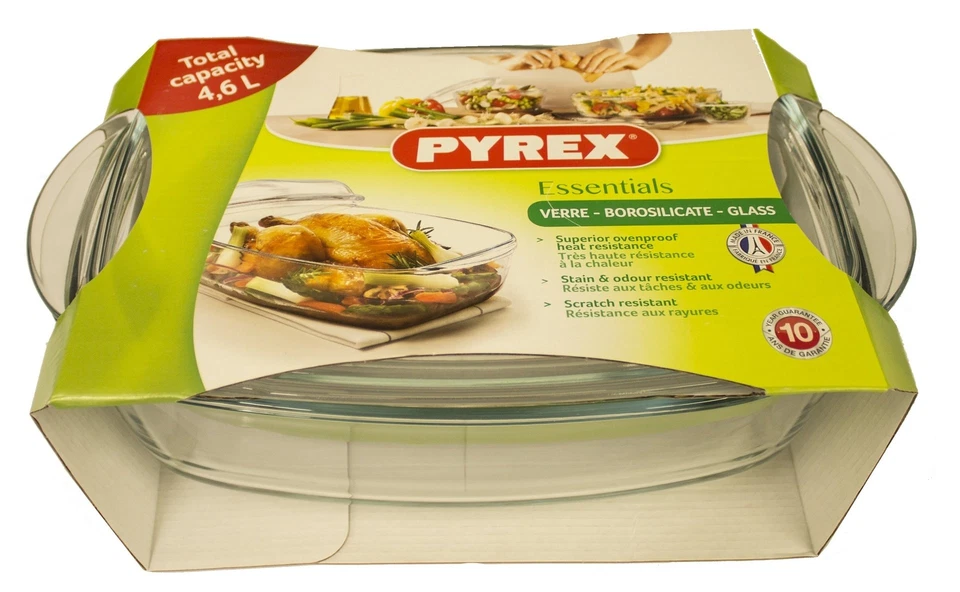 Pyrex Pirofila Vetro borosilicato (33x20x14cm) con coperchio Trasparente 465A000 - Immagine 2 di 2