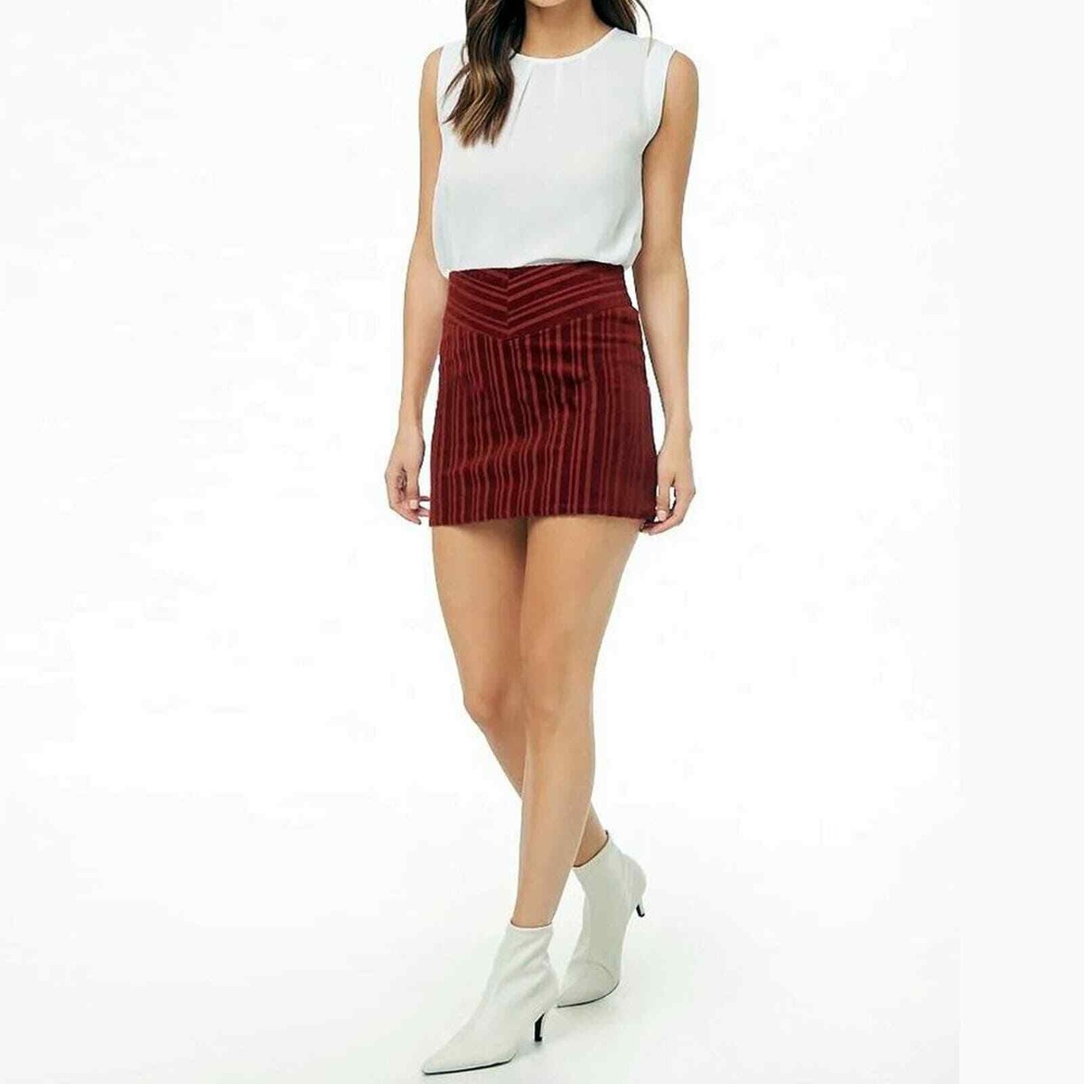 Forever 21 Corduroy A-Line Mini Skirt Womens Size Small Rust