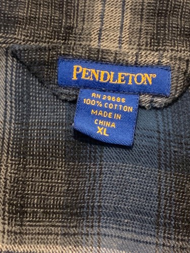Pendleton Flannel Pajama Top Blue Gray Plaid 100% Cotton Lounge Shirt Size XL - Picture 3 of 9