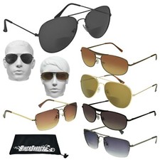 Aviator Bifocal Reader Sunglasses Reading Men Women Smoke Brown Metal Cheaters