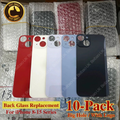Lot of 10X Big Hole Back Glass Cover Replacement For iPhone 15 14 13 12 11 XR XS