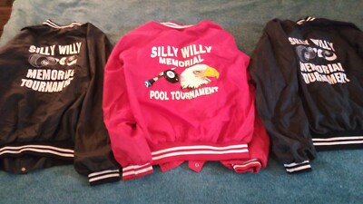 3 Pool Tournament Jackets,  Silly Willy Memorial, Vintage, Advertising, U.S.A.