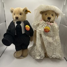 STEIFF Bride Groom mohair bears tags 11 Vintage Wedding READ