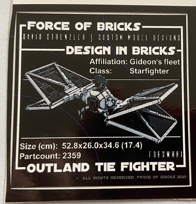 ティーズ ページ28 Star Wars UCS Sticker MOC-67726 Outland Tie Fighter by Force of