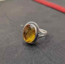 Citrine Gemstone 925 Sterling Silver Handmade Statement Ring All Size R14