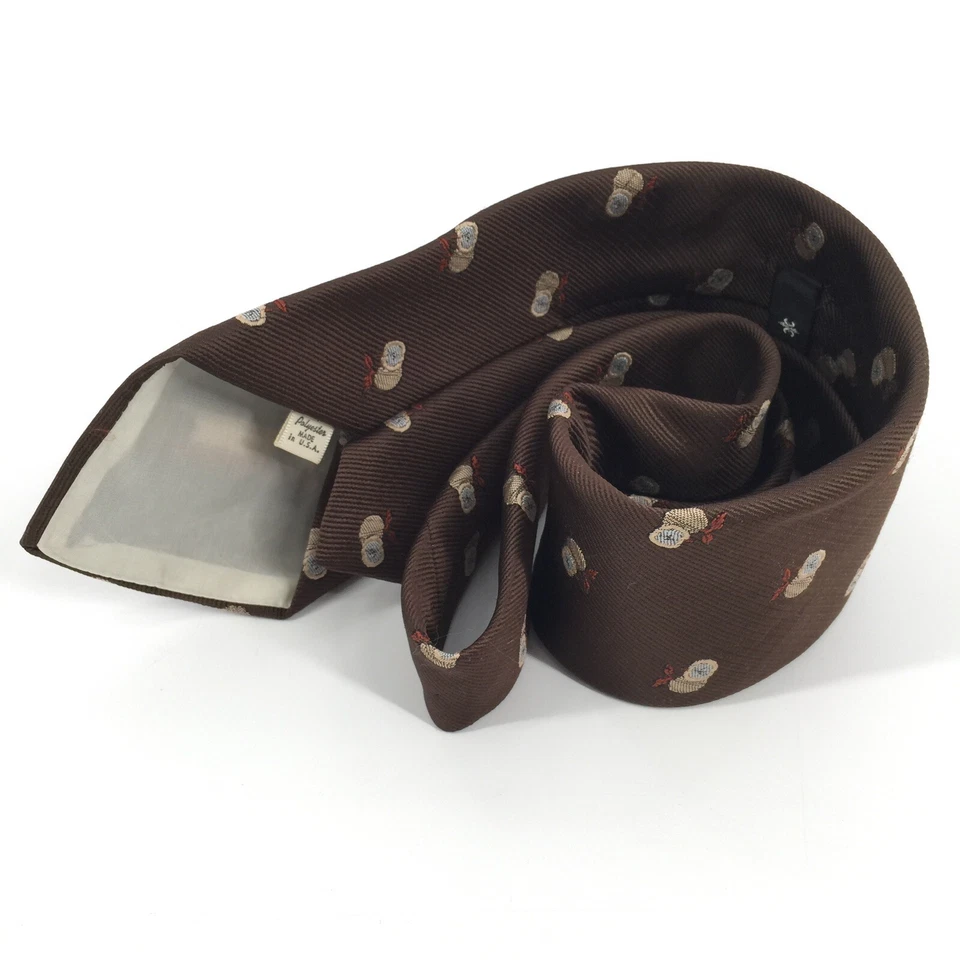 Corbata de Colección Marrón Oscuro Estampado Manzana Profesor Principal Hecha en EE. UU. Foto 2 de 4