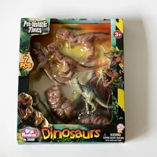 Dinosaurs 7 Piece Set Redox No. 24358 5 Dinosaur 2 Rocks Pre-Historic Wow Toyz