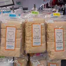 New Primark Ladies Women Full Briefs Knickers Underwear 100% Cotton 4 Pack Toupe