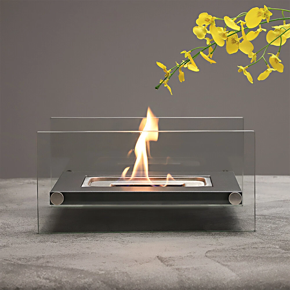 Bio Ethanol Table Fireplace Table Fire Glass Burner Indoor Outdoor Patio  Heater | eBay