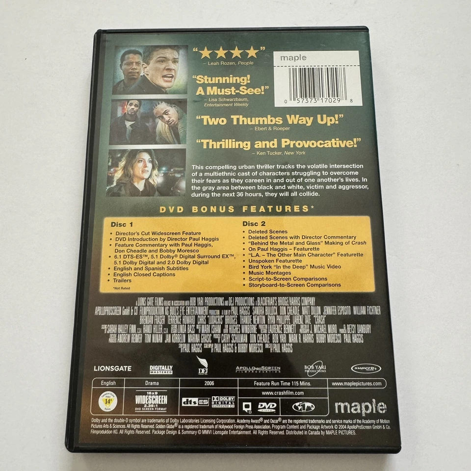 Crash 2004 Jennifer Esposito 2 Disc Director's Cut Edition DVD Movie in Case - Image 2 of 4