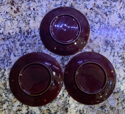 VINTAGE BROWN DRIP OVEN PROOF USA HULL BREAD/ BUTTER PLATE LOT OF 3. - XLNT - Picture 7 of 7