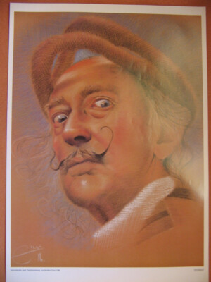 Kunstdruck Heribert Elzer ''Salvator Dali'' von 1986, Größe 63 x 45 cm
