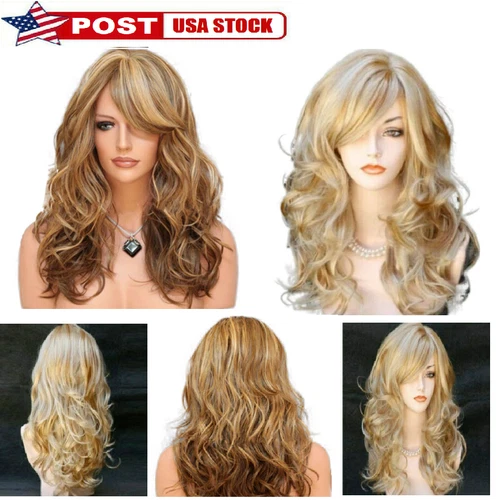 Parrucca donna pop go*lden bionda resistente al calore lunga riccia ondulata volume intero capelli - Foto 2 di 17