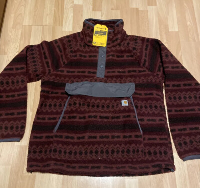 New Womens Carhartt Aztec Fleece Snap Neck Jacket Pullover Relaxed