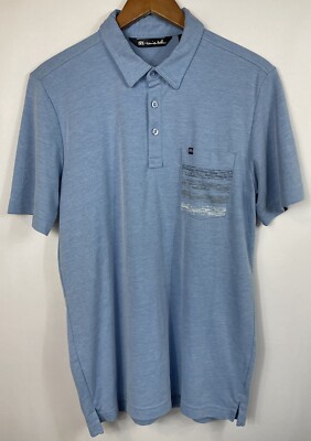Travis Mathew Men's Medium Blue Golf Polo with Front Pocket