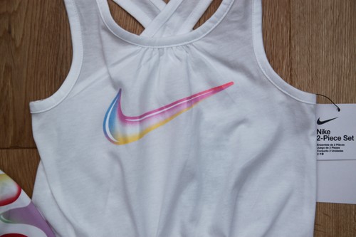 Nike Girl Tank Top & Skirt Set ~ White & Rainbow Colors - Picture 2 of 4