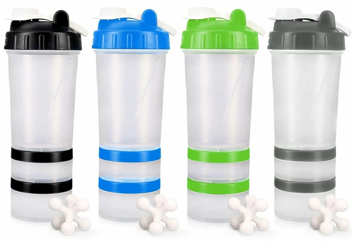 2 Pack Nutritional Protein Shaker Bottles 16oz Mixing Cups BPA Free Blue