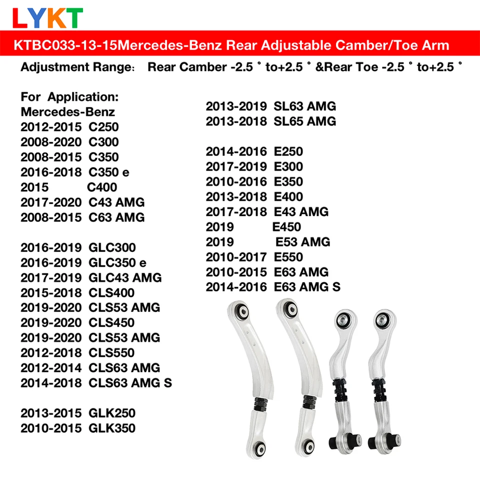 LYKT 4pcs Alignment Rear Camber&Toe Adjustable Arms for Benz CLS、E、GLC、GLK、SL Foto 4 de 4