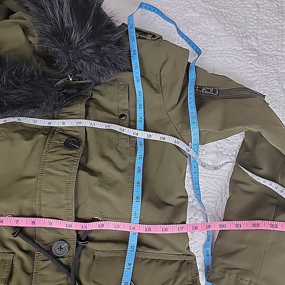 Lucky Brand Women's Extra Small XS Hooded Anorak Jacket Khaki Military