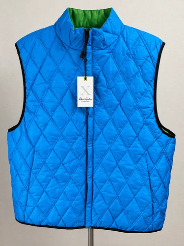 Robert Graham Men's 3XL Vest-Green Blue Pozo Reversible Quilted Puffer NWT image 3