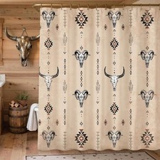 Western Farmhouse Shower Curtain Modern Aztec Shower Curtain for Bathroom Rus...