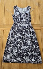 L K Bennett Black Grey Ladies Silk Dress Fully Lined Size 16