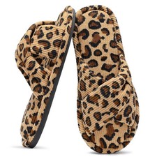 Evshine Fall House Slippers for Women Corduroy Cross Bow Indoor Slippers Open...