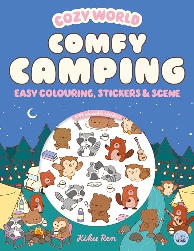 Cozy World Comfy Camping Easy Colouring and Sticker Scene by Kiku Ren PAPERBACK - Image 3
