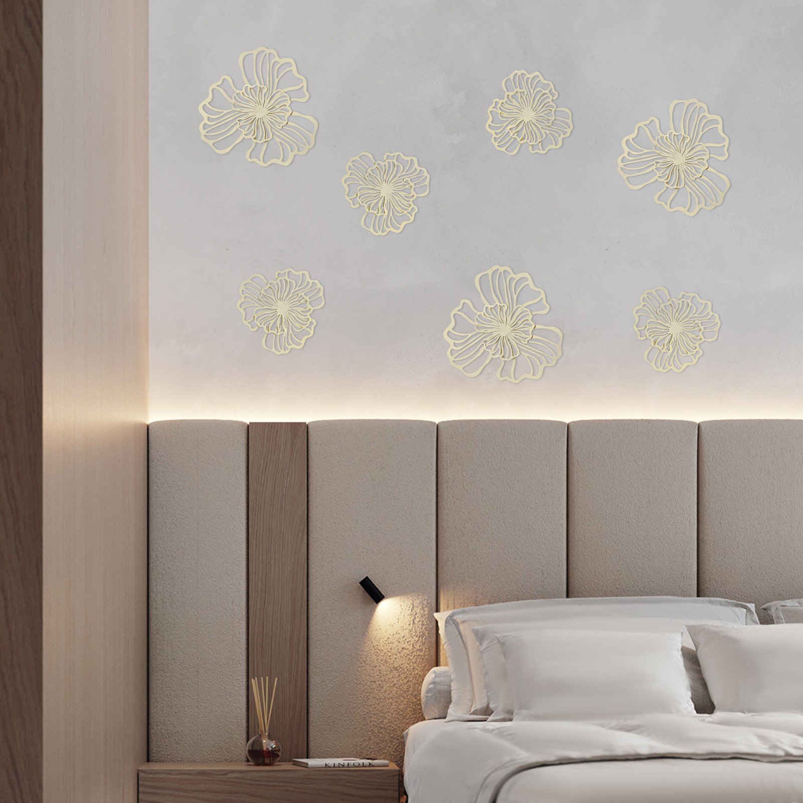 7-Piece Flower Metal Wall Art Decor Metal Wall Hanging for Living Room Bedroom