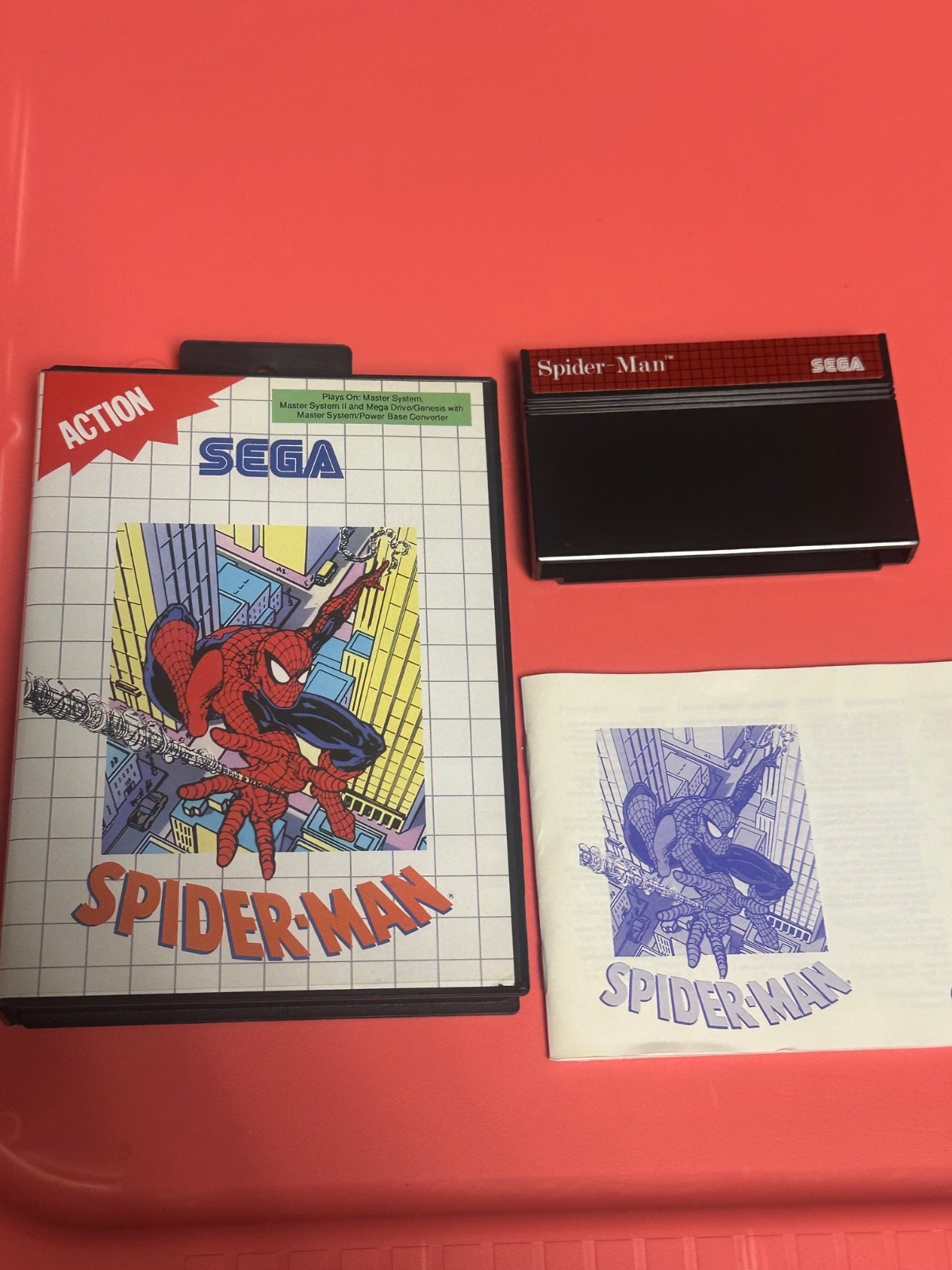 Spider-Man CIB US Version UPC Barcode Sticker Sega Master System SMS Spiderman