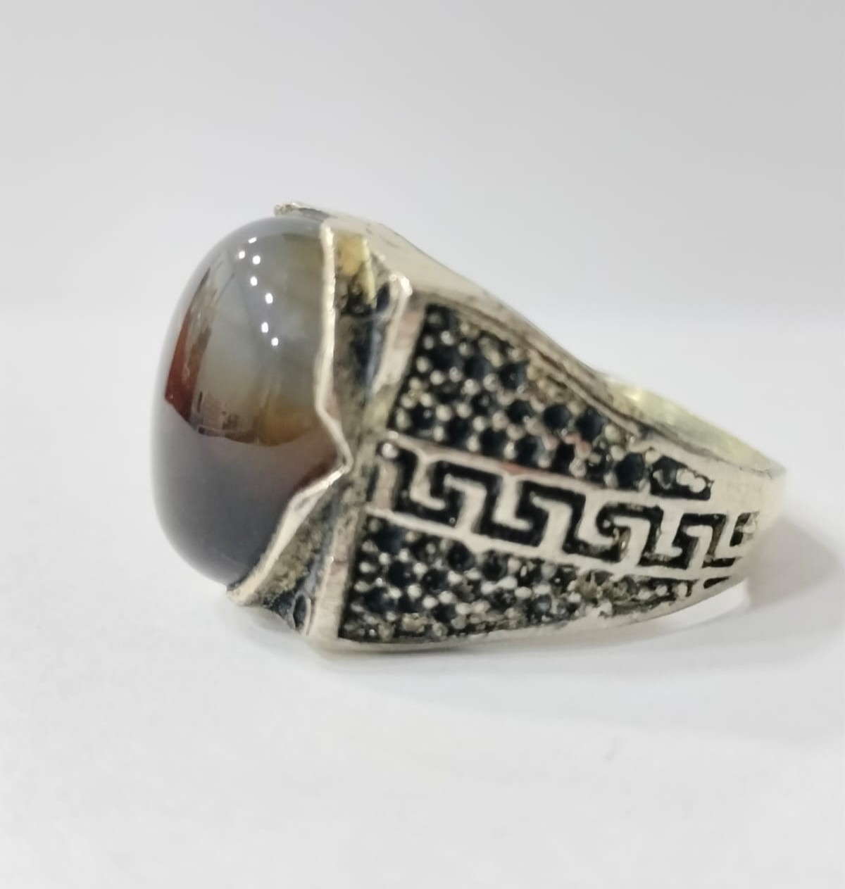 Sterling silver ring with captivating Yemeni agat… - image 4