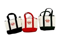 New Trader Joe's Limited 2 in 1 Mini Micro Canvas Tote Bags 3pc Red Green Blue