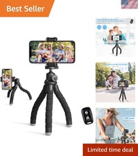Phone Tripod, Portable and Flexible Tripods with Wireless Remote and Clip, Cell