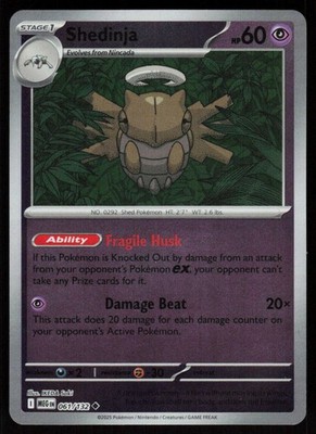 Shedinja 061/132 Uncommon Mega Evolution Pokemon Reverse Holo Near Mint