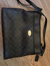 Excellent Shape Coach Signature File Crossbody Brown Bag