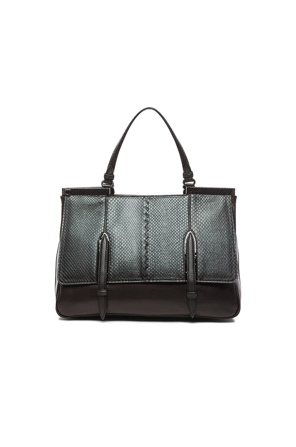 Bottega Veneta — BOTTEGA VENETA Monaco Satchel Python Snakeskin Black Leather Shoulder Handbag
