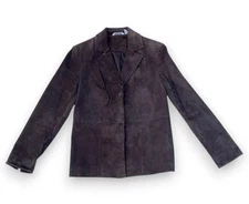 Madison Studio Suede Blazer Jacket-Size 6-Lined-Floral Embroidery-Split Cuffs