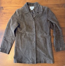 Vintage REAL comfort Brown Leather Long Button Jacket Women  s M